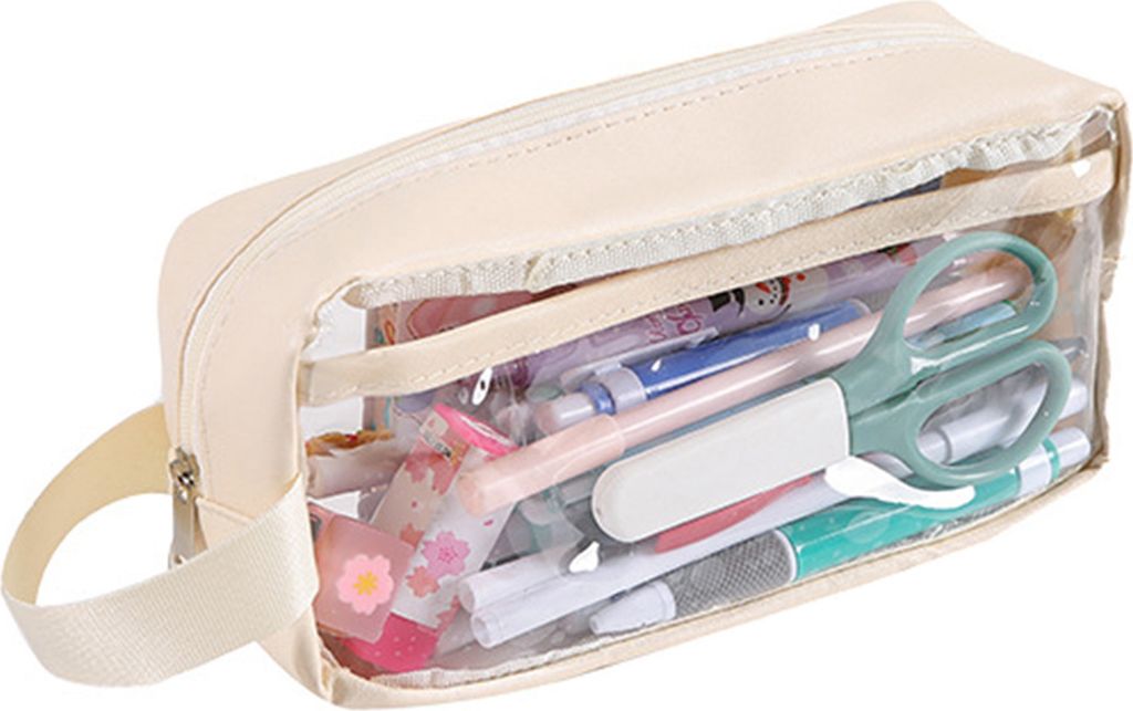 Durchsichtige Federtasche mit Reißverschluss, großes Fassungsvermögen, transparentes, sichtbares Design, Federmäppchen, Schrein