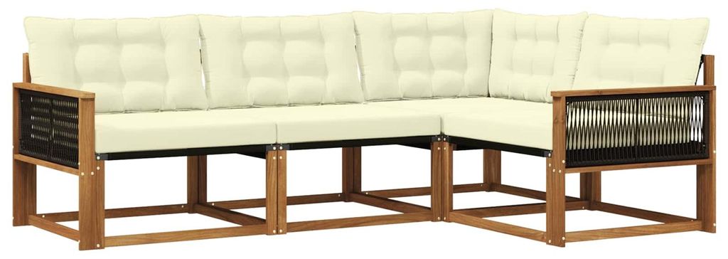 vidaXL Outdoor-Sofagarnitur mit Kissen 4 pcs Natur und Creme