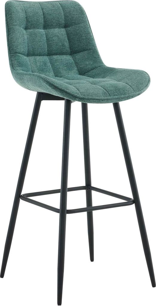DELUKE Barhocker SYDNEY - Grün, Stoff | Barhocker mit Lehne Barstuhl Tresenhocker Tresenstuhl Kneipenhocker Kneipenstuhl