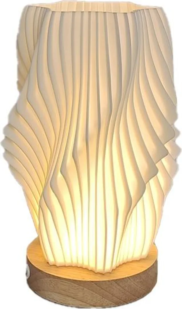 INF Lampe de Bureau LED Dimmable USB avec Base Bois - Style Nordique