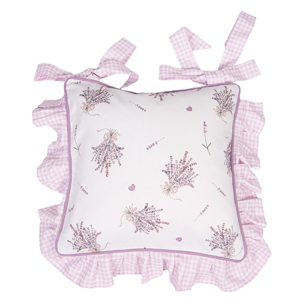 Clayre & Eef Kissenbezug für Stuhl 40x40 cm Violett Weiß Produktbild 