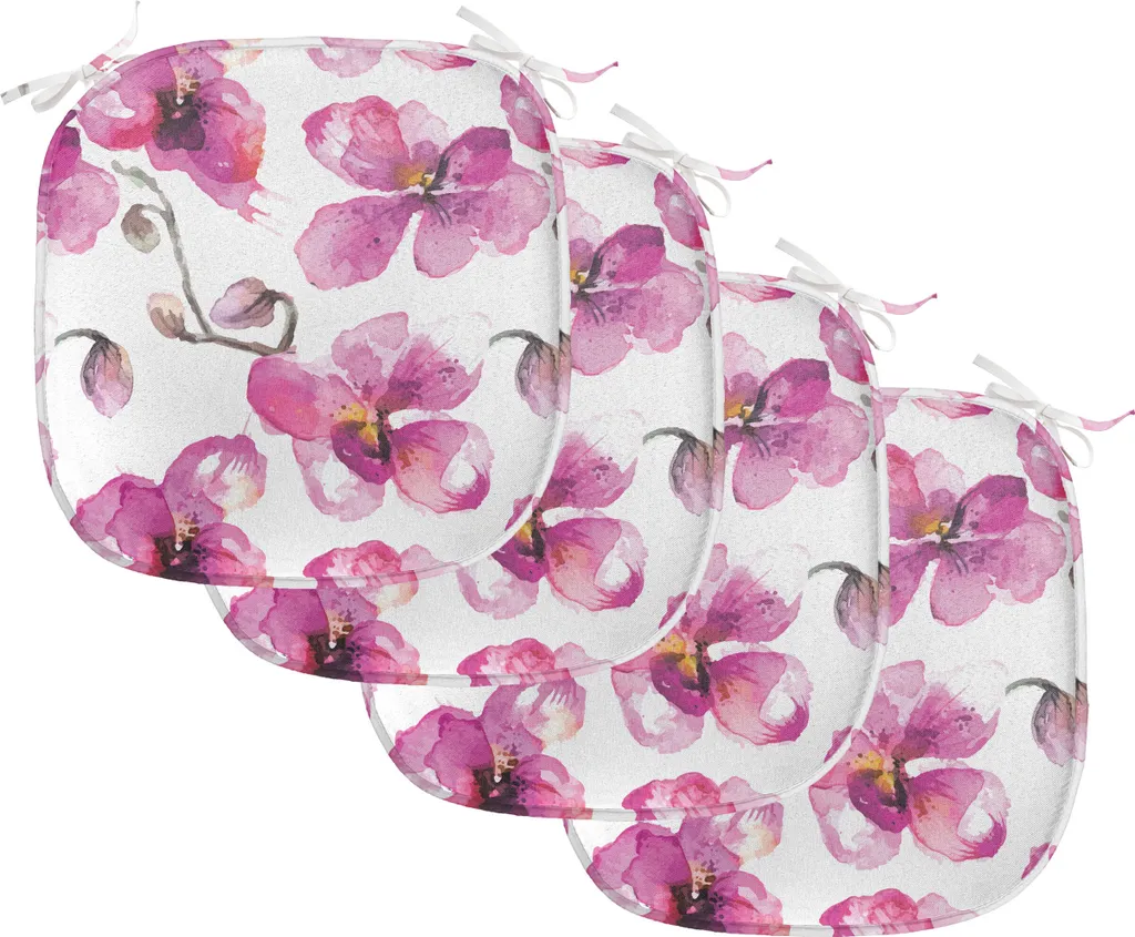 Galette de Chaise Imperméable 40x40 cm Lot de 4 Design Orchidées Fuchsia