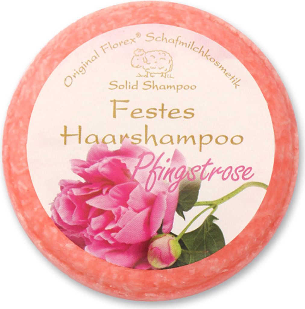 Florex Festes Haarshampoo Pfingstrose Naturprodukt Verpackt 58g