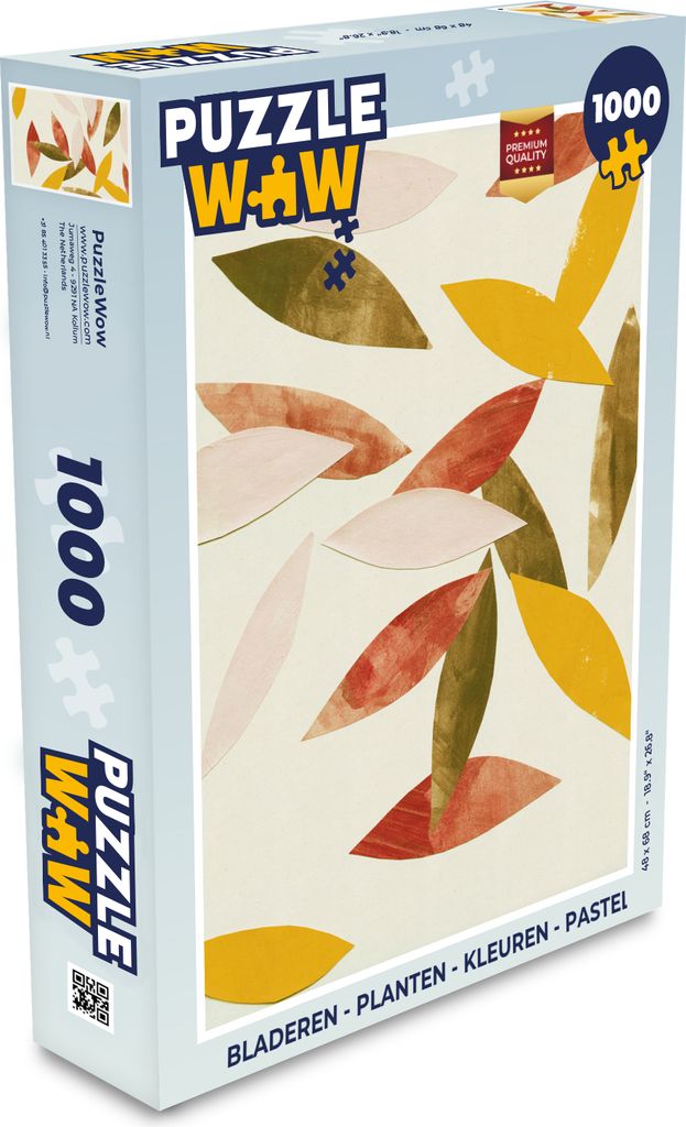 MuchoWow Puzzle 1000 Teile Blätter - Pflanzen - Farben - Pastell - Spielzeug - Alt und Jung - Spiele - Puzzeln