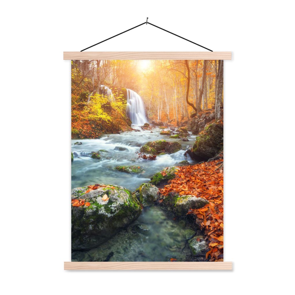 MuchoWow Textilposter Natur - Sonne - Herbst 40x53 cm mit holzfarbenen Rahmen - Schlafzimmer