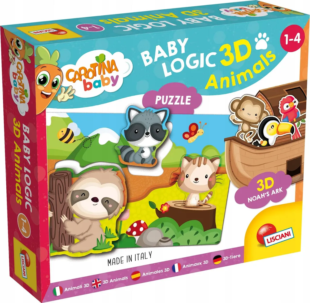 Carotina Bébé Logique 3D Animaux 92536 Lisciani - Jeu d'Éveil Éducatif