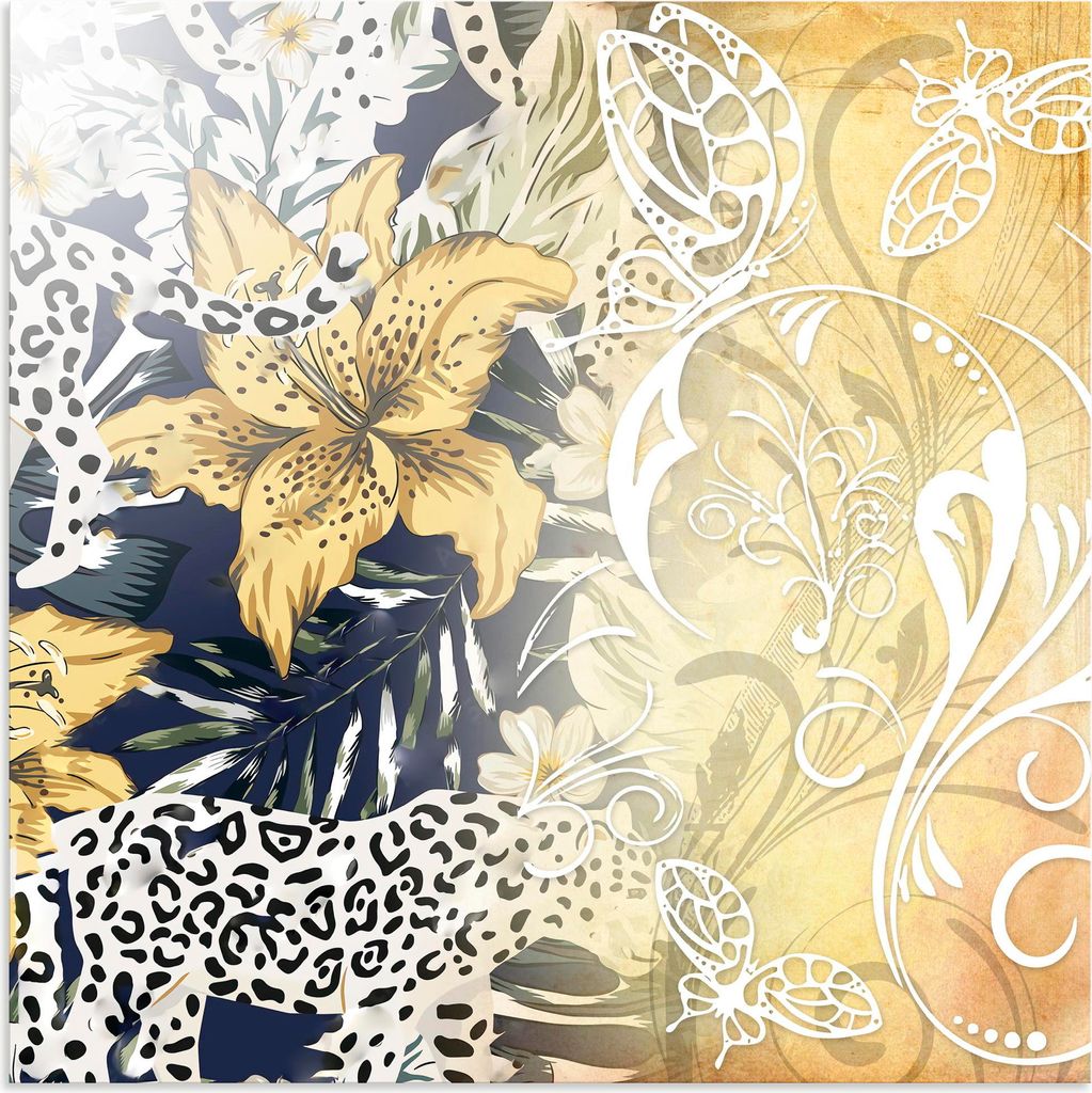 ARTland Wandbild Alu für Innen & Outdoor Blume, Illustration Größe: 50x50 cm