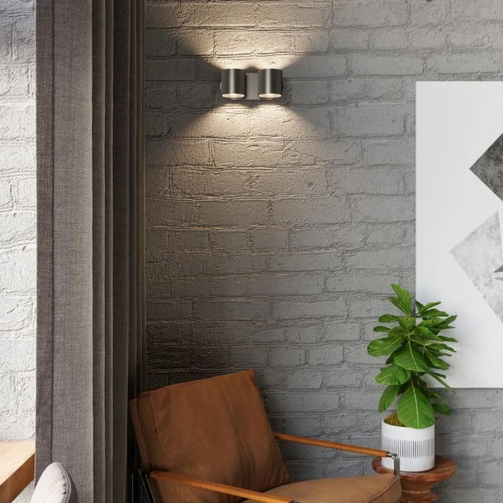 Applique Murale Design Noir pour Couloir et Salon - Double Cylindre G9