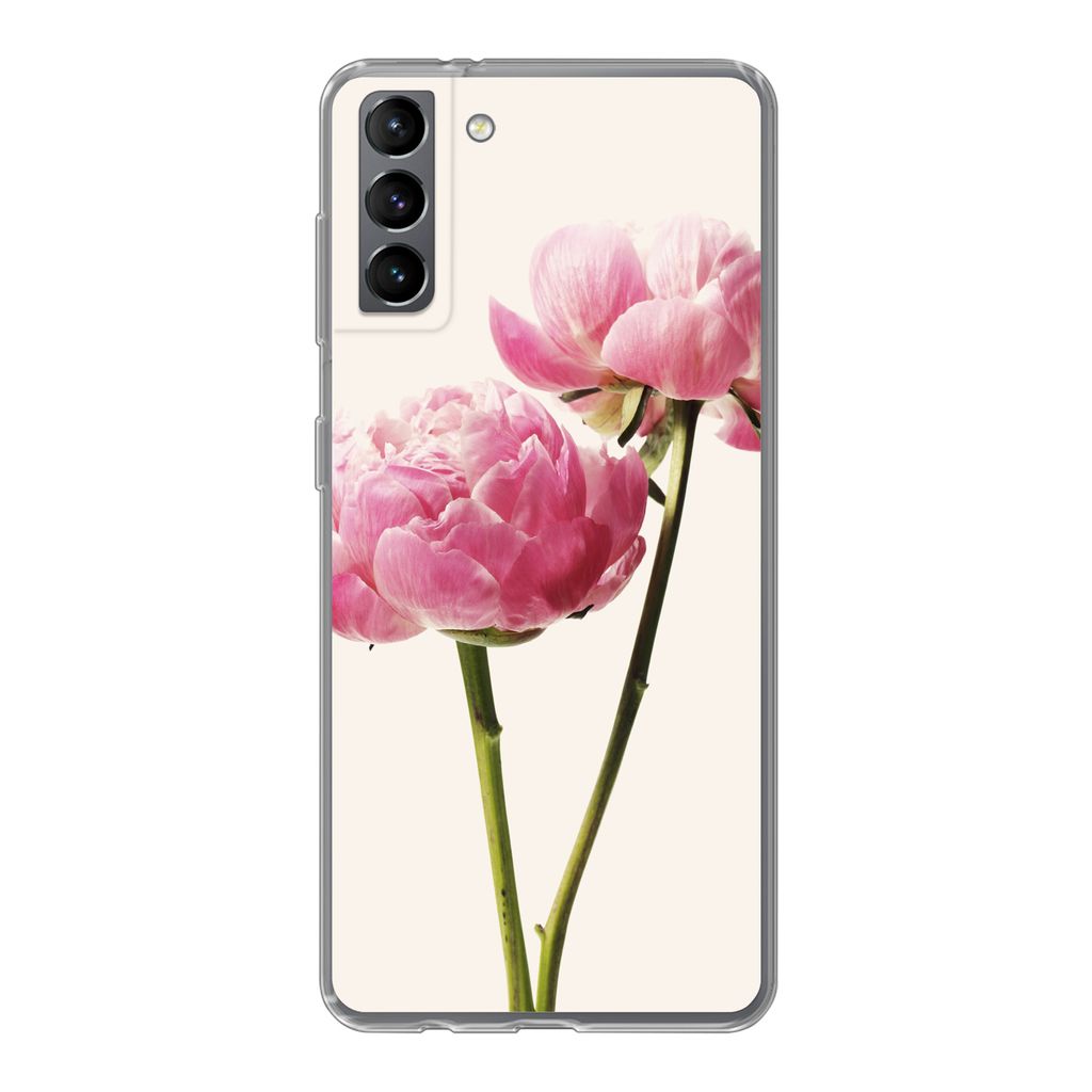 MuchoWow Handyhülle Schutzhülle Hülle für Samsung Galaxy S21 Plus Blumen - Blüte - Rosa Silikon Softcase Handy Hülle - Handy-Tasche