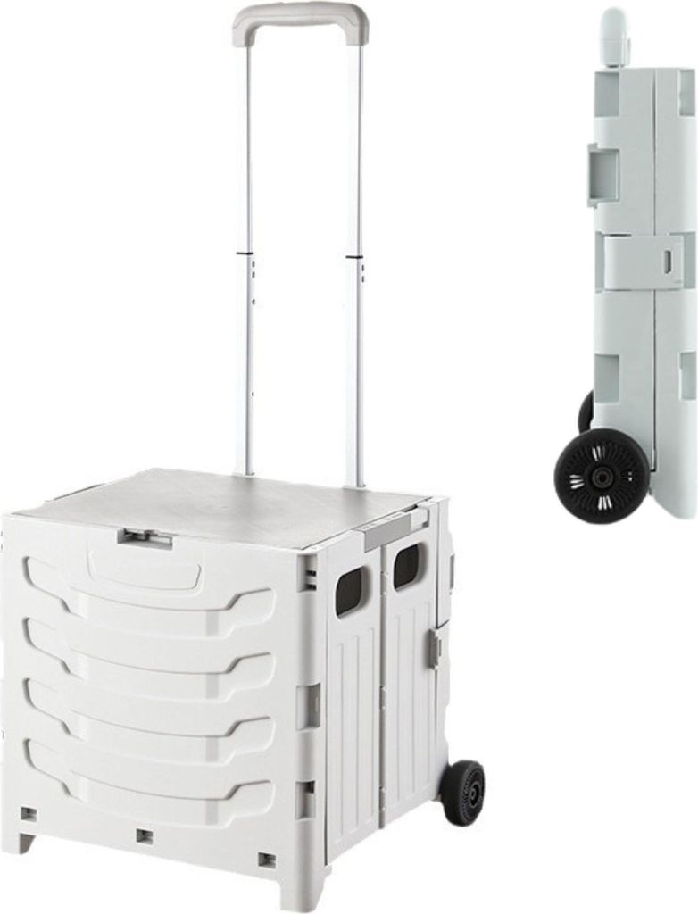 36 L faltbarer Einkaufskorb mit Deckel – flachziehbare Klappbox mit 360° drehbaren 2 Rollen, Trolley Einkaufskiste, Grau