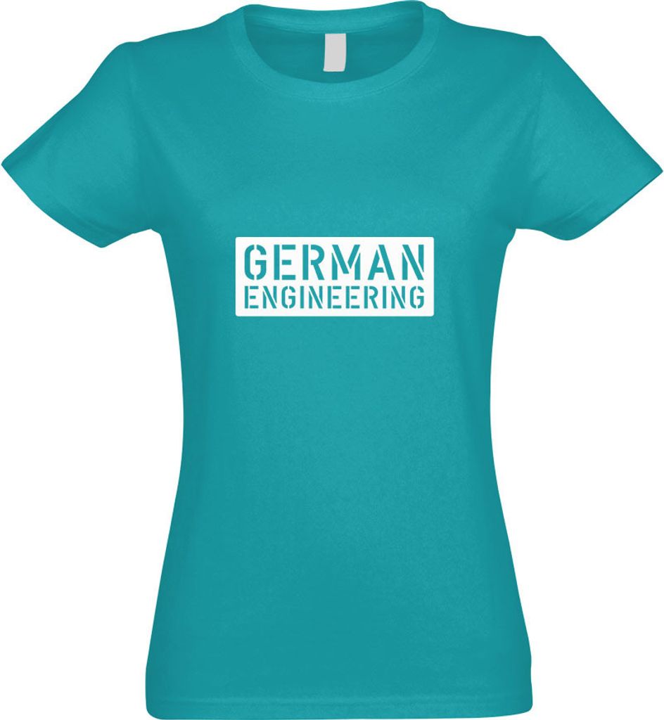 Kiwistar - T-Shirt tailliert - Damen - türkis - German Engeneering - mit Motiv Bedruckt - Funshirt Design - Sport - Freizeit - Damen - M
