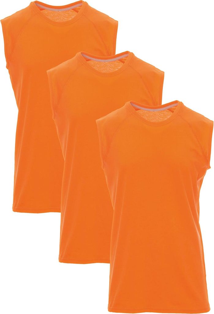 Mivaro Herren Tank Top 3er Pack aus Baumwolle in Orange - ärmelloses Basic Shirt mit Rundhals, Regular Fit, Größen S bis XXL