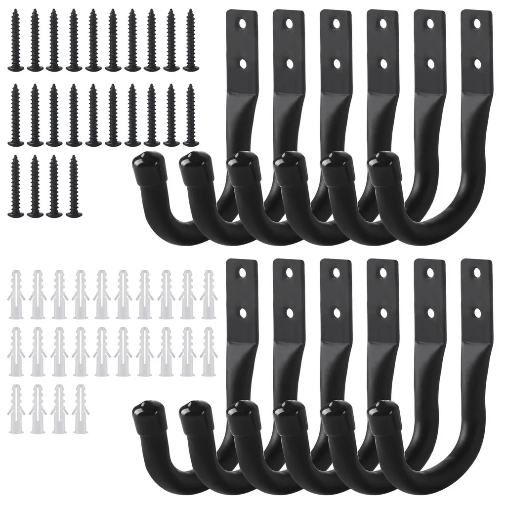 Lot de 12 crochets muraux garage pour échelle et rangement d'outils