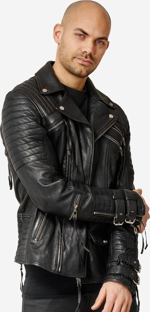 Jackson Herren Echtleder Bikerjacke Schwarz XXL