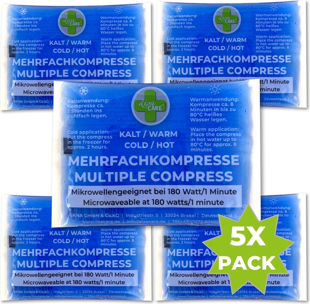 LisaCare Wärm- & Kühl Pads - 5x kleine Wärme Gelkissen - 12x8,5cm Mini Kühlpads - Kühlpack Kinder - Kühlkompressen