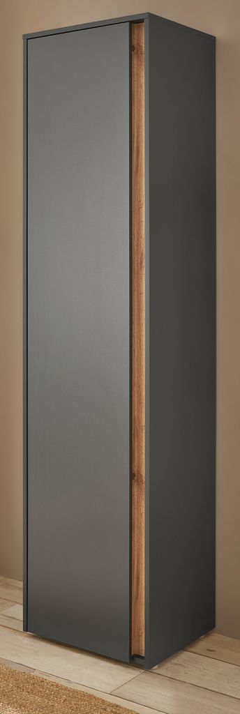 Schuhschrank "Center" grau mit Wotan Eiche Flurschrank 10 Fächer, 50 x 200 cm