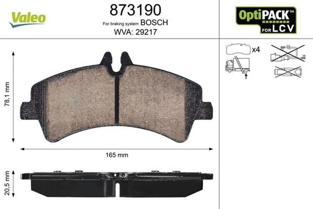 Jeu de plaquettes de frein arrière pour Sprinter W906 - VALEO 873190