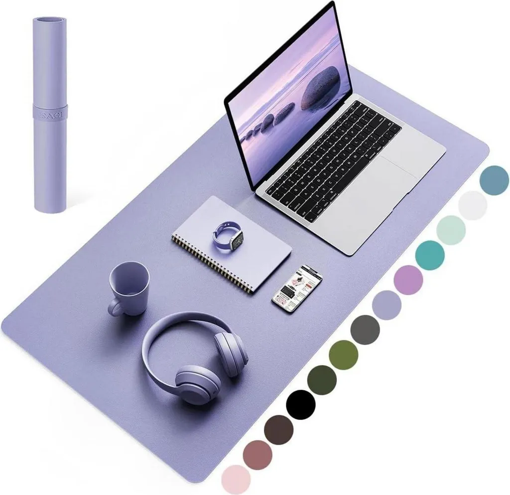 Tapis de souris lavande 80x40cm cuir suédé lavable surface velours