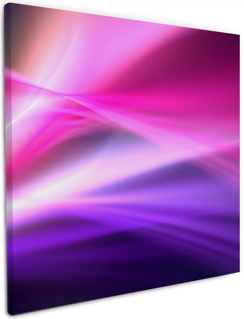 Wallario Premium Leinwandbild Abstrakte Formen und Linien in pink lila in Größe 50 x 50 cm