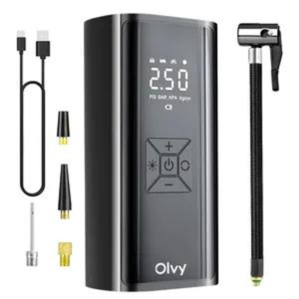 Olvy Luchtdrukkompressor, 7000 mAh, Mini-bandenpomp, Productafbeelding 