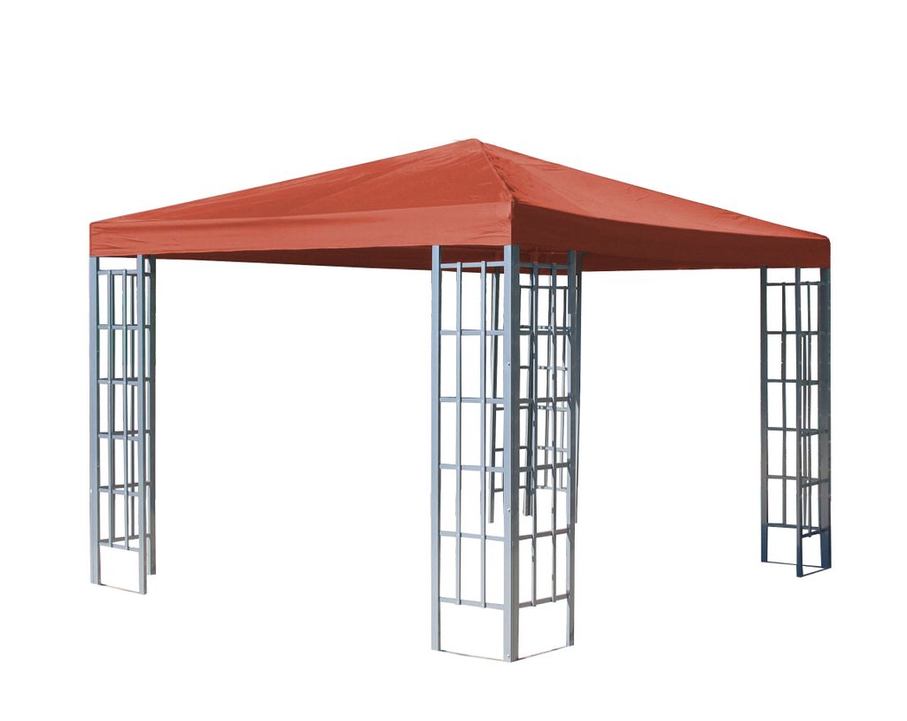 Rank Pavillon 3x3m Metall Garten Partyzelt Terra / Rotorange RAL 2001