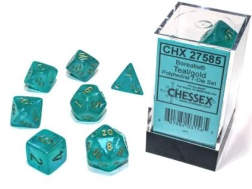 Dés Chessex Borealis Sarcelle : Lisibilité et Équilibre Parfaits