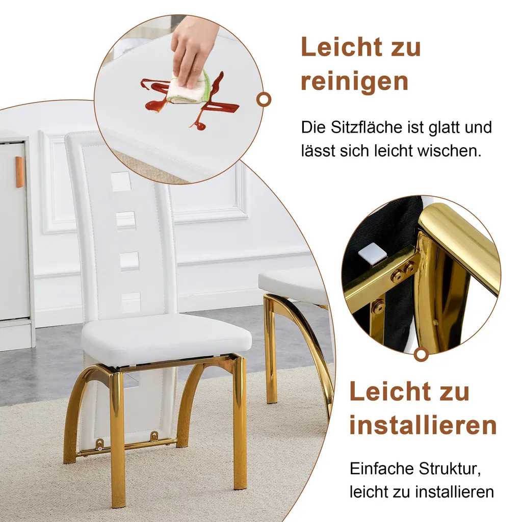 Petit Ensemble Repas Table en Verre et 2 Chaises Blanches Gain de Place - 7