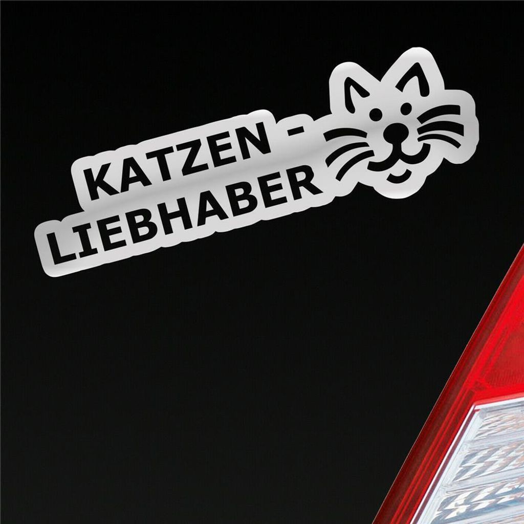 Auto Aufkleber Katzenliebhaber Katze Cat süß Love Liebe 19,5x6 cm Silber Sticker Heckscheibenaufkleber