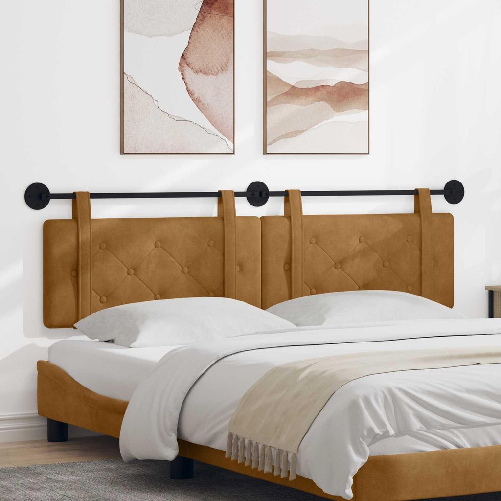 "im Sonderangebot"Hängendes Kopfteil Wandmontiert 1 PC eleganten Look - CLORIS - für Schlafzimmer - Braun 190x55x5 cm Samt - Kopfteile Promotion8...