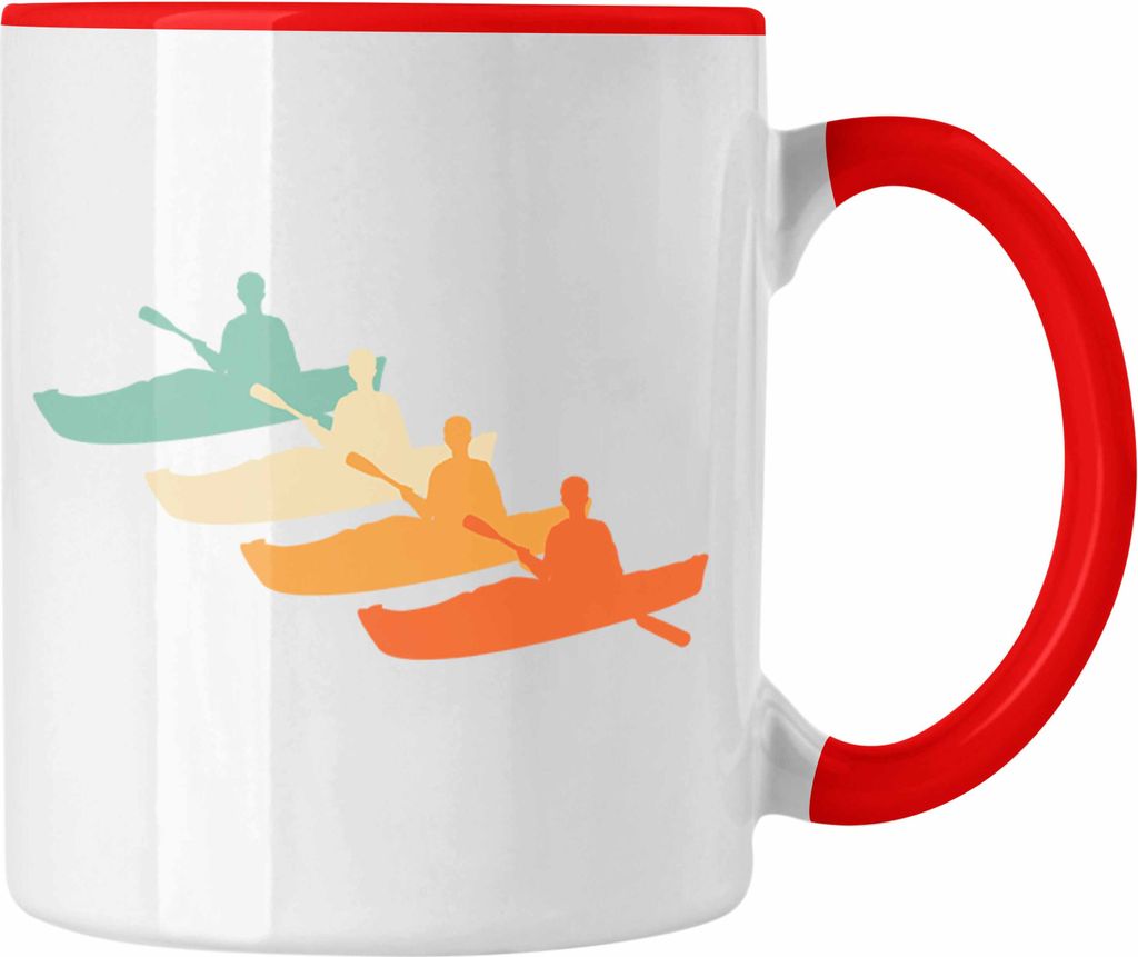 Trendation - Kajak Tasse Geschenk Kajak-Fahrer Geschenkidee Retro Geburtstag Überraschung (Rot)