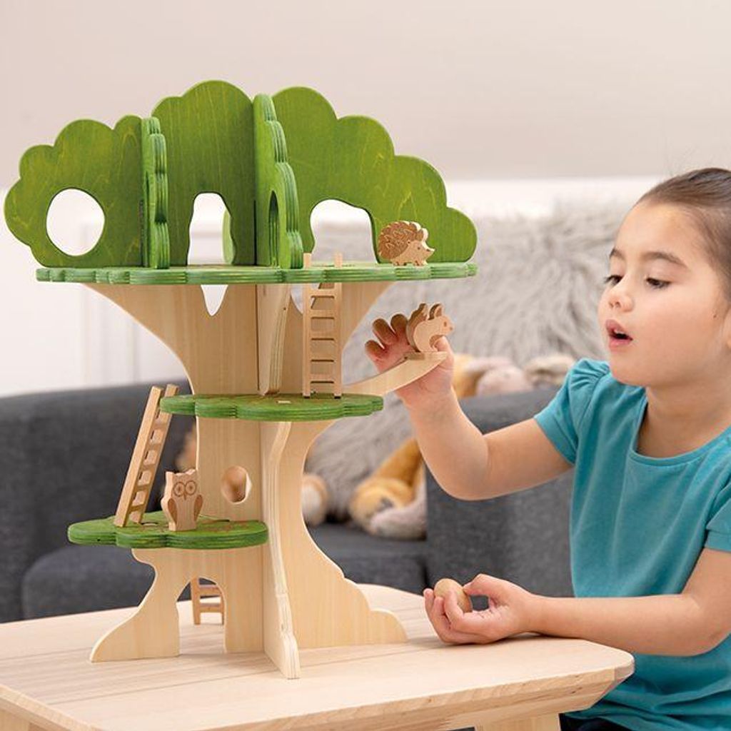 TickiT Holz Baumhaus Spielzeug - fantasievolles Spielhaus Tiere