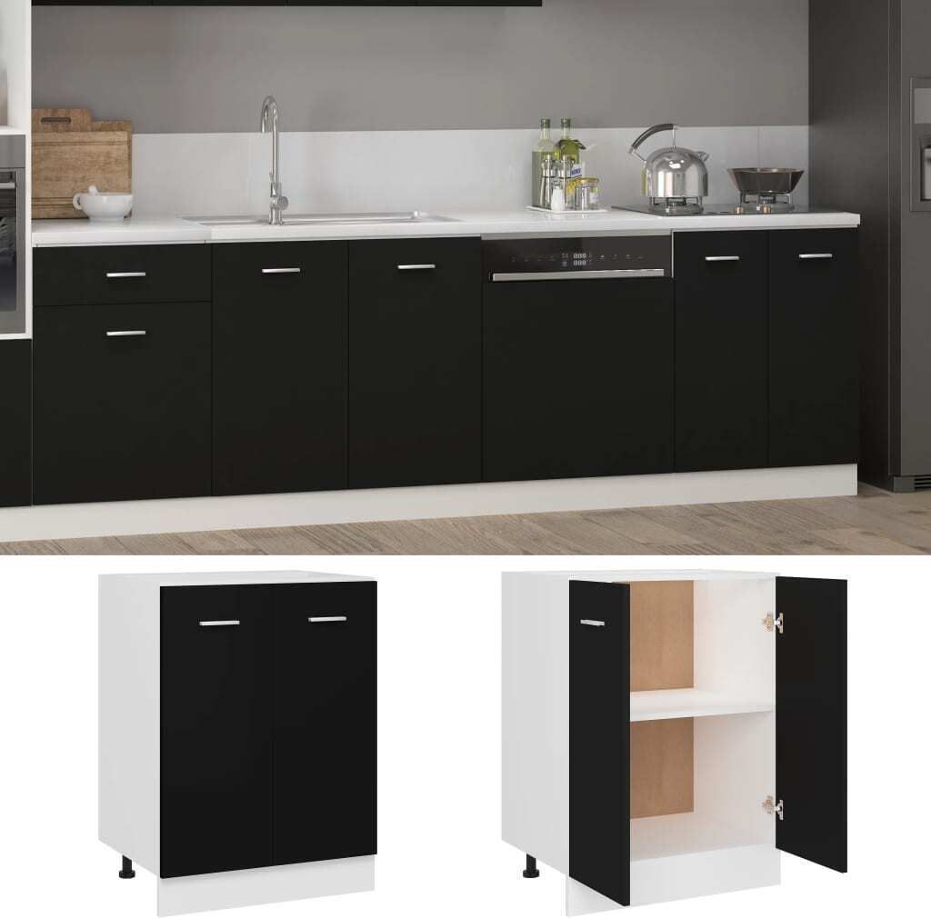 vidaXL Szafka dolna czarna 60x46x81,5 cm materiał Zdjęcie produktu 1