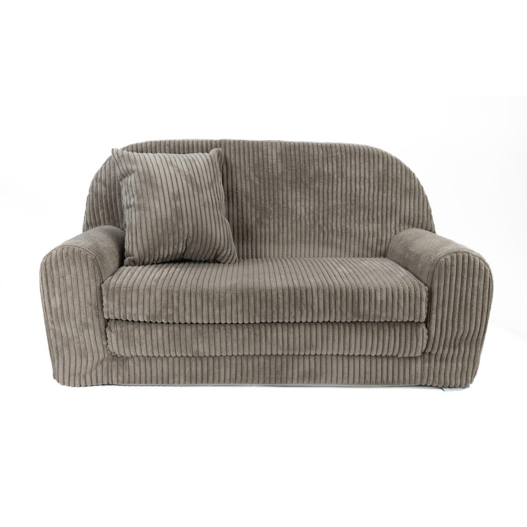 Mini-Kindersofa - Ausklappbares Kindersofa aus Cord in Braun klappbar abnehmbarer waschbarer Bezug Kuschelcouch für Kinder