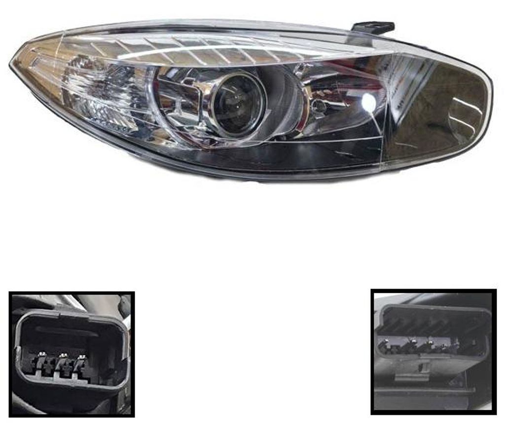 Rechter Scheinwerfer Renault Fluence 2013-16 | 26010-1331R, mit Projektorlinse, elektrischem Leuchtweitenregulierungsmotor, schwarzer Innenrahmen