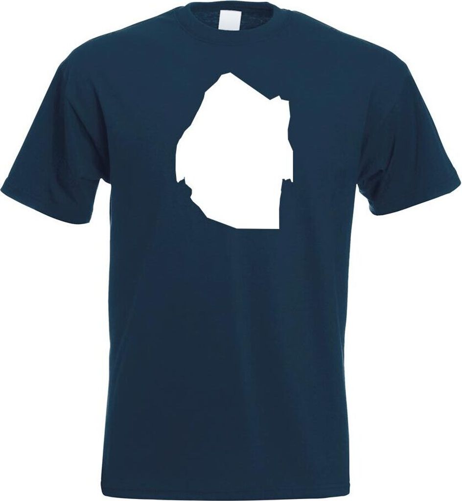Kiwistar - T-Shirt - Navy - Swasiland Umriss Kontur Herren Funshirt Bedruckt Design Sprüche Spruch Motive - mit Motiv Bedruckt - Funshirt Design -...