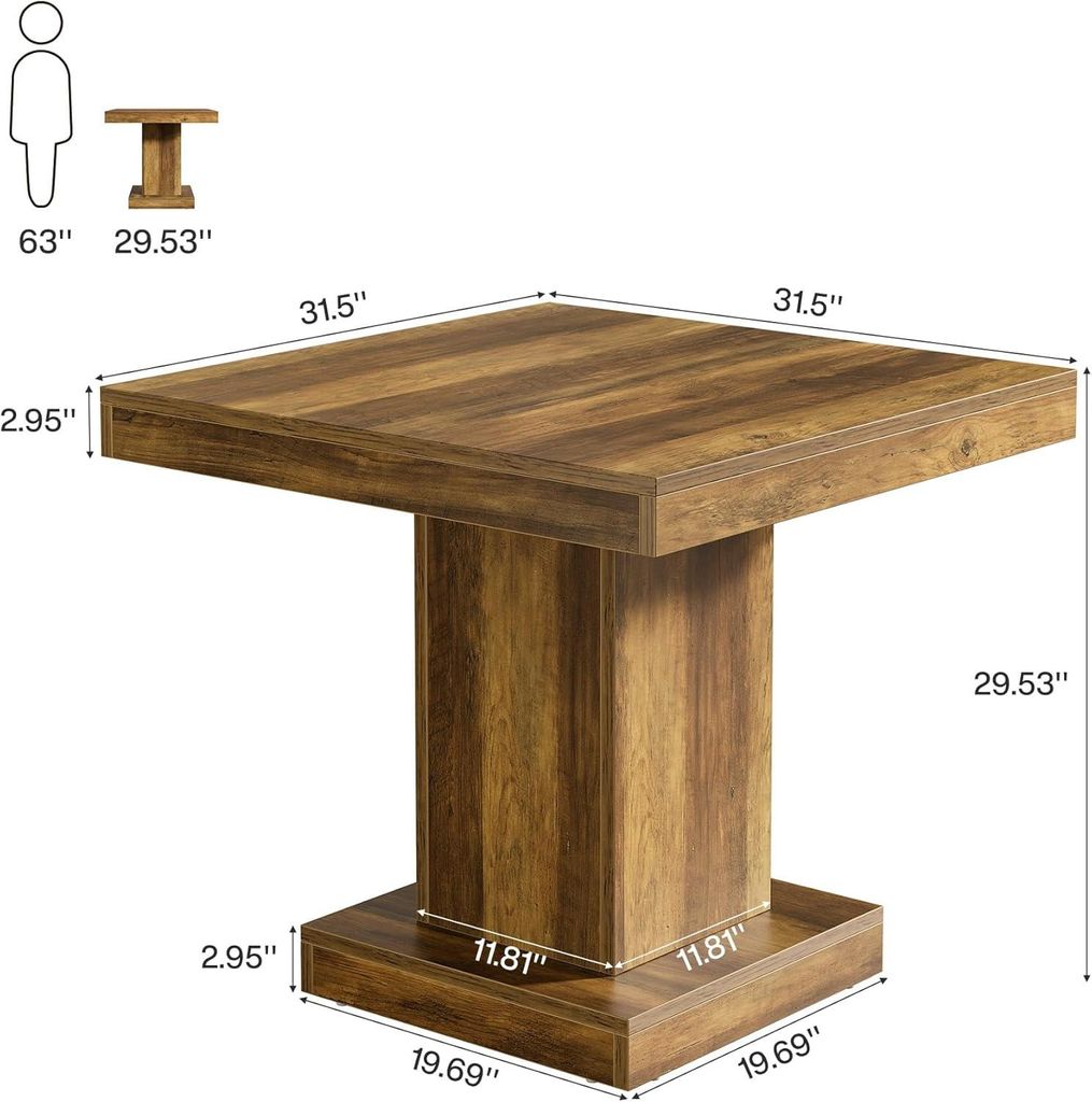 Tribesigns Esstisch küchentisch für 4 Personen, Kleiner Esszimmertisch holz, Holztisch für Esszimmer, Wohnung, Tisch 80 x 80 cm