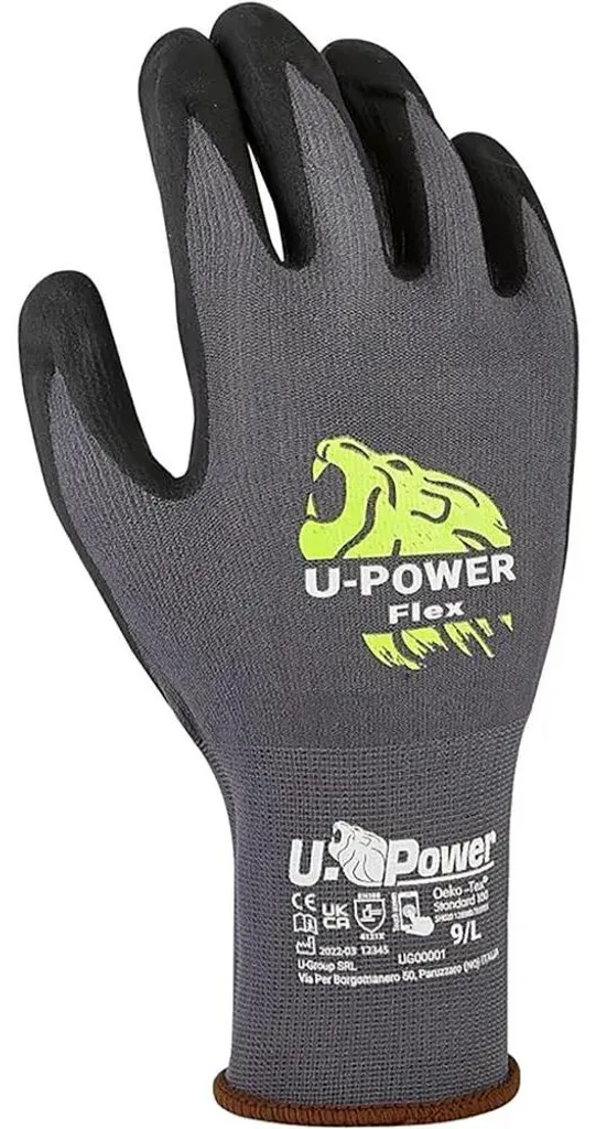 Gants de protection U-Power Flex tactiles en nylon Noir taille L