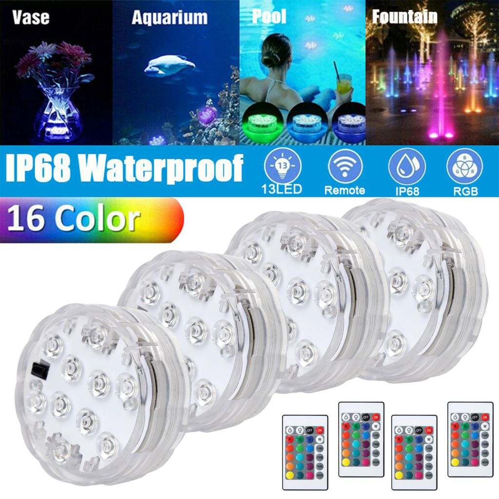 4x RGB LED Unterwasser Lampe Farbwechsel Beleuchtung Badewannen Licht Pool Teich 