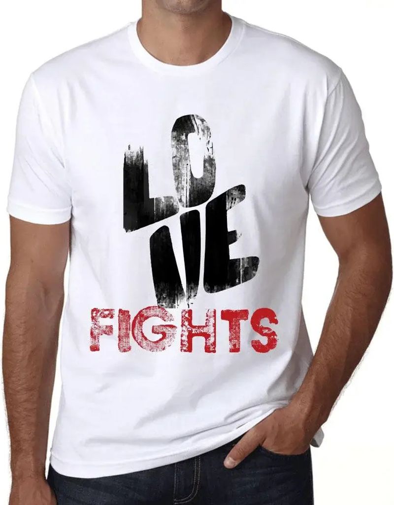 Herren Grafik T-Shirt Liebe kämpft – Love Fights – Öko-Verantwortlich Vintage Jahrgang Kurzarm Lustige Druck Geburtstag Geschenk Mann