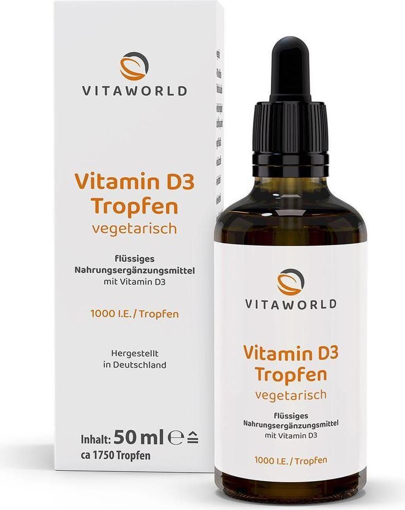 Vitaworld Vitamin D3 Tropfen 1.000 I.E. | 50 ml | hohe Bioverfügbarkeit | leicht dosierbar | Familienpackung