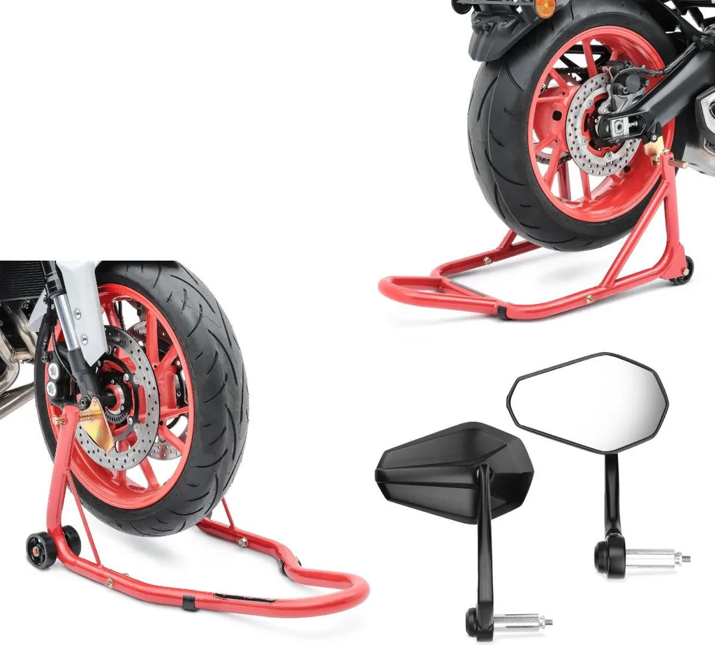 Rétroviseurs Guidon Anti-Vibrations avec Fixations de Roue Avant Arrière