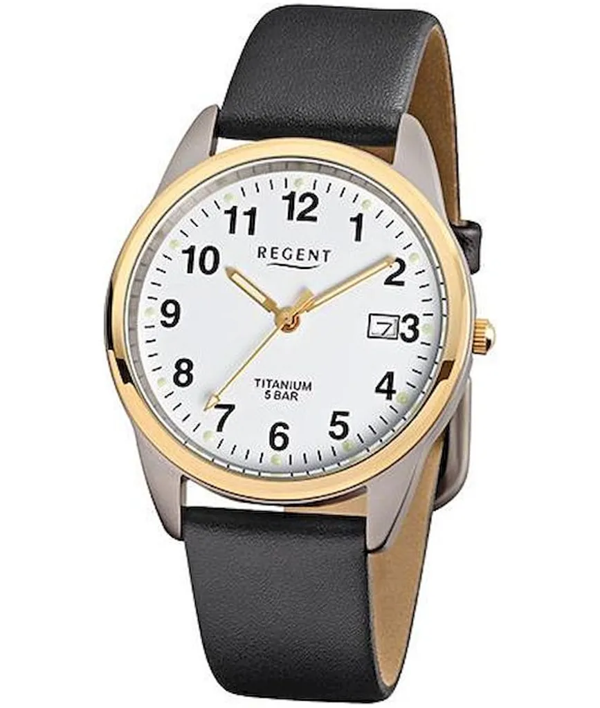 Montre Regent noire F-687 en titane pour homme - Modèle URF687 élégant