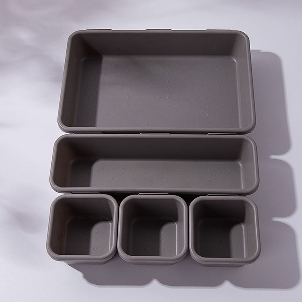 Lisetar Schubladen-Organizer Set 8-teilig - Filz Aufbewahrungsschalen Dunkelgrau