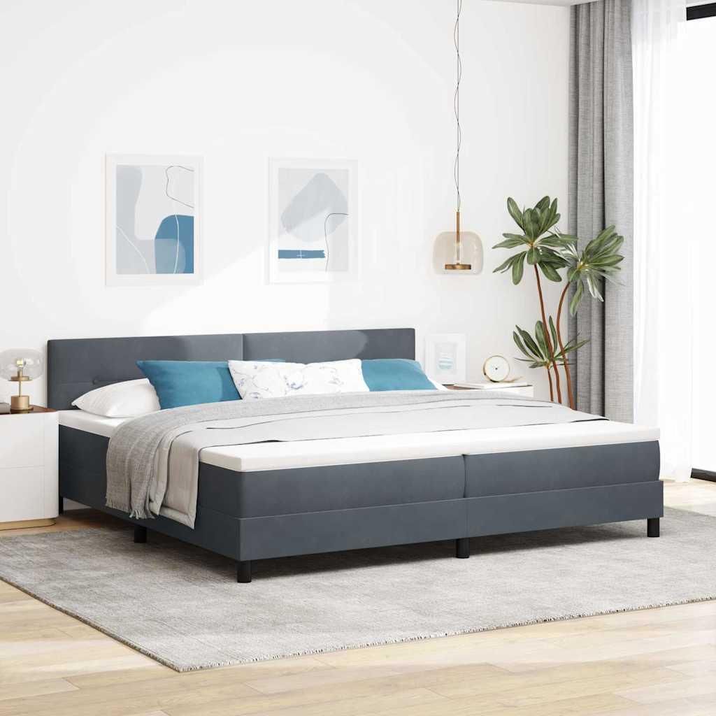 Maison Exclusive - LED Boxspringbett mit Kopfteil Dunkelgrau 200 x 200 cm Samt