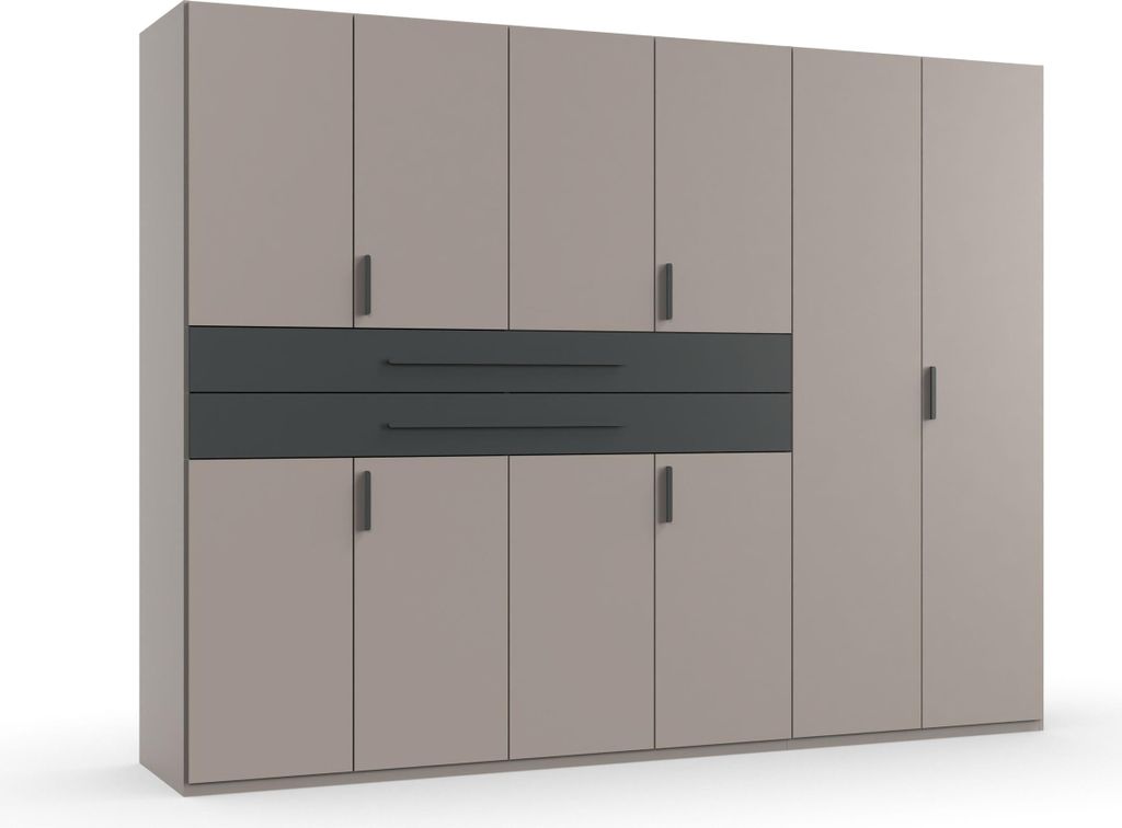 Drehtürenschrank >DIGIT< in SAHARAGRAU + GRIFFE GRAFIT - 270x208x58cm (BxHxT)