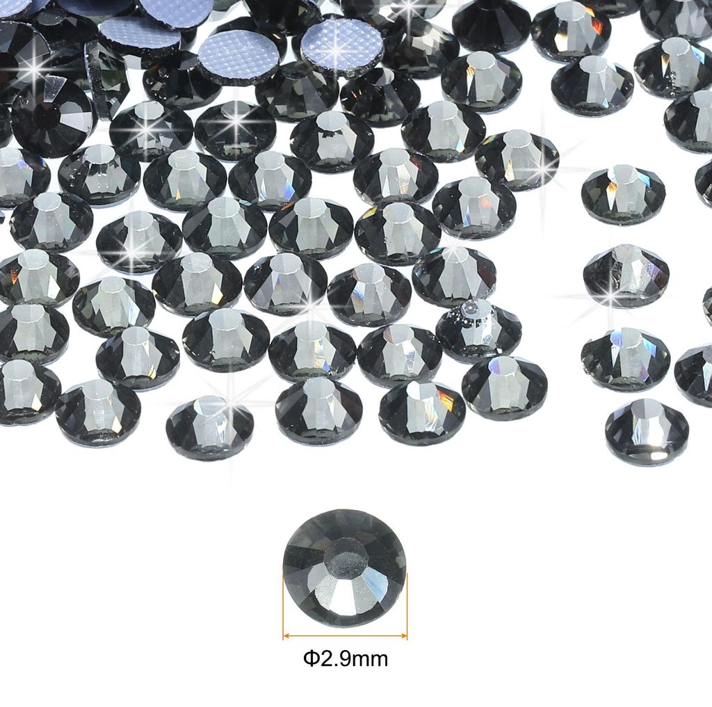 2880 Stš¹ck Hotfix Strasssteine Flachrš¹ckseite Kristallglas Edelsteine fš¹r Basteln Kleidung DIY Dekoration (SS10 2,9 mm, Transparent Schwarz)