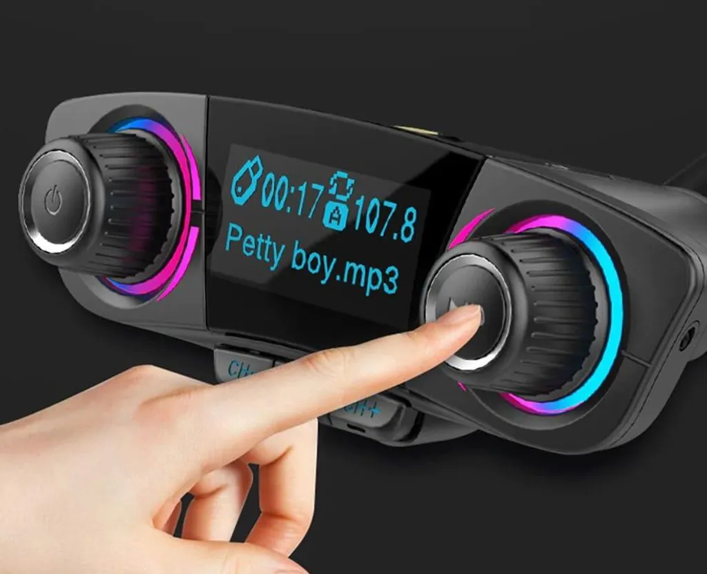 QIKtech T01 trasmettitore FM Bluetooth con caricatore USB PENDRIVE SD 2X - 8