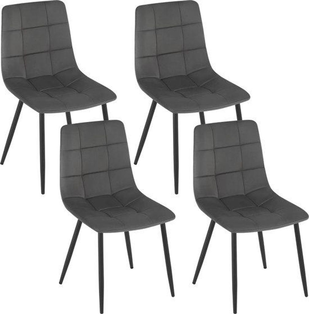 Damen-Hochstühle-Set - 4 Stück - mit weichem Samtbezug - Rückenlehne - Wohn- und Geschäftsraummöbel für Damen in Schwarz.