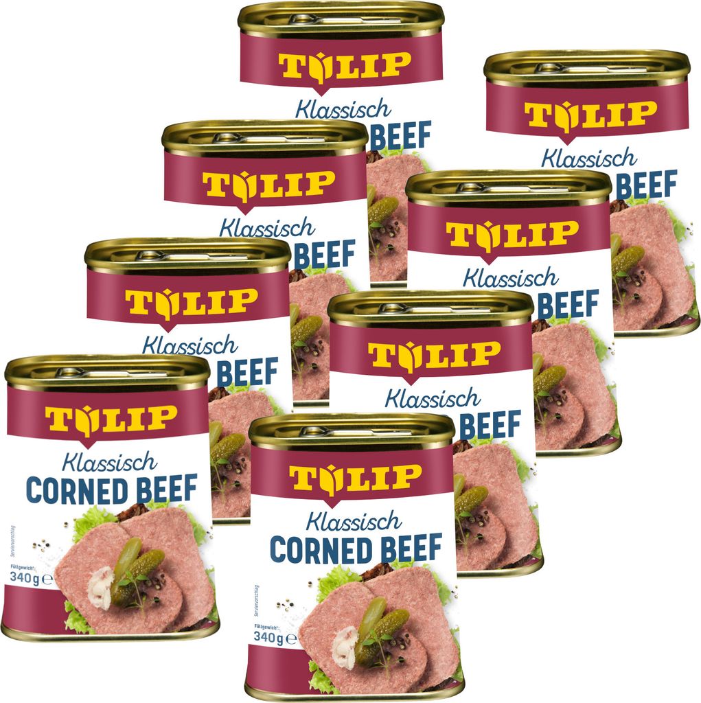 TULIP 8x 340g Corned Beef Delikatesse in Konservendose Produktbild 