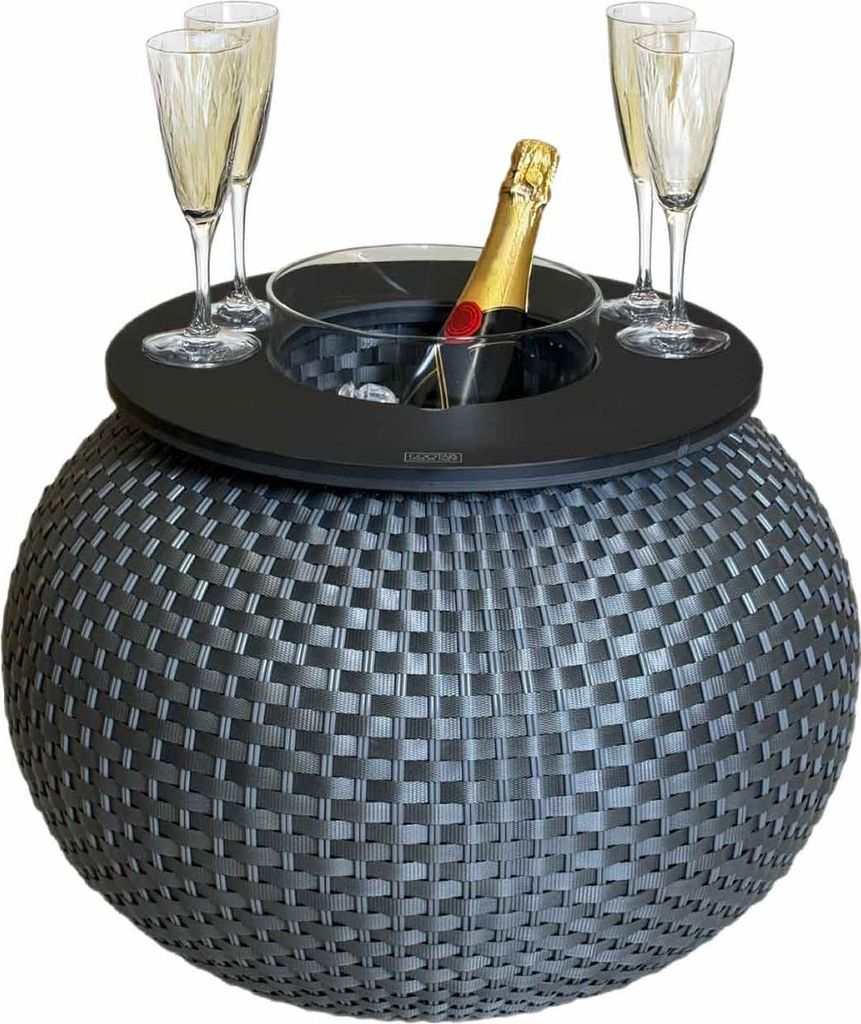 COOTAB Cooler Table MILANO 3-in-1 Loungetisch mit Acryl-Kühler - Anthrazit/Schwarz